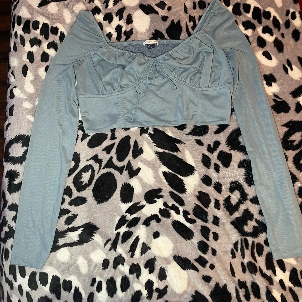American Eagle Outfitters Blue Long Sleeve Top